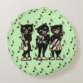 ヴィンテージミュージシャン黒猫ミュージックノート ラウンドクッション (裏面)