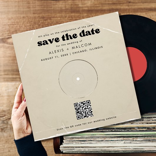 ヴィンテージミュージックアルバムカバー結婚式の日付を保存 セーブザデート