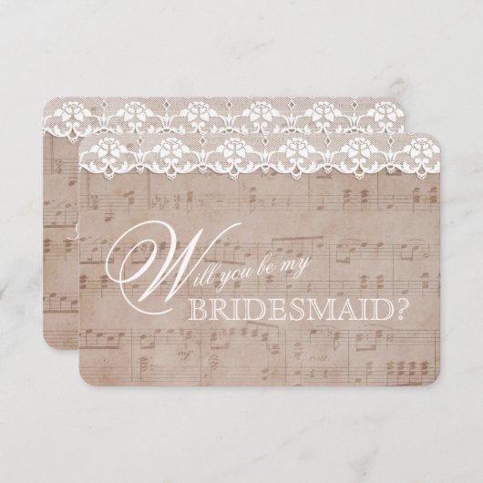 ヴィンテージミュージックシート&レースマイブリーズメイド招待状 招待状 (正面/裏面)