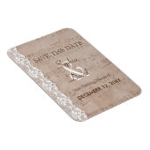 ヴィンテージミュージックシート&レース結婚式の日付を保存 マグネット (右側)