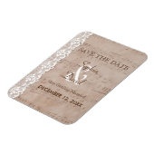 ヴィンテージミュージックシート&レース結婚式の日付を保存 マグネット (左側)