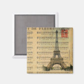 ヴィンテージミュージックノートフランスのパリエッフェルタワー マグネット (正面/裏面)