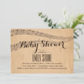 ヴィンテージミュージックノートミュージカルベビーシャワー 招待状 (スタンド正面)