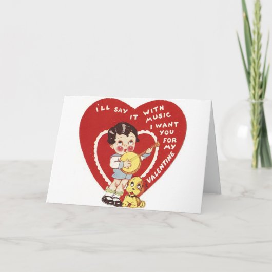 ヴィンテージミュージックバレンタインデーグリーティングカード シーズンカード (正面)