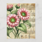 ヴィンテージミュージックピンク&グリーンサンフラワースクラップブック (裏面)