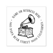 ヴィンテージミュージックレコードプレーヤー名差出人住所 セルフインキングスタンプ (デザイン)