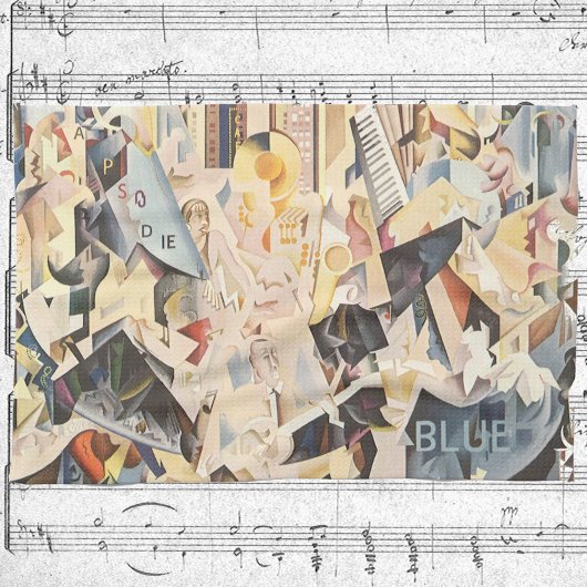 ヴィンテージミュージック、アールデコジャズ、ラプソディinブルー キッチンタオル