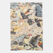 ヴィンテージミュージック、アールデコジャズ、ラプソディinブルー キッチンタオル (縦)
