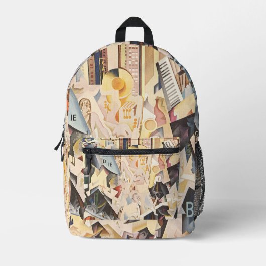 ヴィンテージミュージック、アールデコジャズ、ラプソディinブルー プリントバックパック (正面)