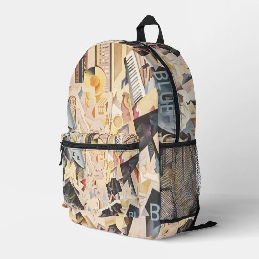 ヴィンテージミュージック、アールデコジャズ、ラプソディinブルー プリントバックパック (裏面右端)