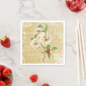 ヴィンテージミュージック、バラ、ベリーのクリスマスナプキン スタンダードカクテルナプキン (インサイチュ)