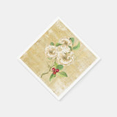 ヴィンテージミュージック、バラ、ベリーのクリスマスナプキン スタンダードカクテルナプキン (角)
