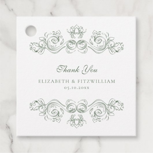 ヴィンテージミュートされた華美緑のフレームありがとう フェイバータグ (正面)