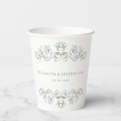 ヴィンテージミュートされた華美緑のフレームありがとう 紙コップ (裏面)