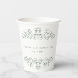 ヴィンテージミュートされた華美緑のフレームありがとう 紙コップ