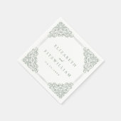 ヴィンテージミュートされた華美緑のフレ結婚ーム スタンダードカクテルナプキン (角)