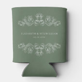 ヴィンテージミュートされた華美緑のフレ結婚ーム 缶クーラー (裏面)