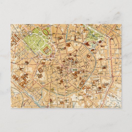 ヴィンテージミラノの地図（1914年） ポストカード (正面)