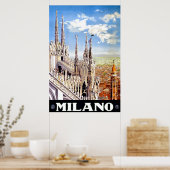 ヴィンテージミラノイタリア旅行ユニーク広告 ポスター (キッチン)