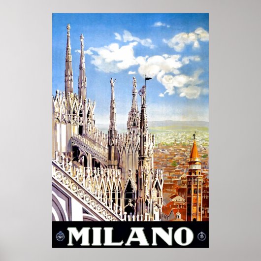 ヴィンテージミラノイタリア旅行ユニーク広告 ポスター (正面)
