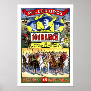 ヴィンテージミラー・ブラザーズ。101ランチワイルドウエストショー ポスター