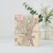 ヴィンテージミルウォーキーの地図(1880) ポストカード (スタンド正面)