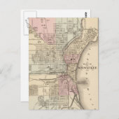 ヴィンテージミルウォーキーの地図(1880) ポストカード (正面/裏面)