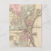 ヴィンテージミルウォーキーの地図(1880) ポストカード (正面)