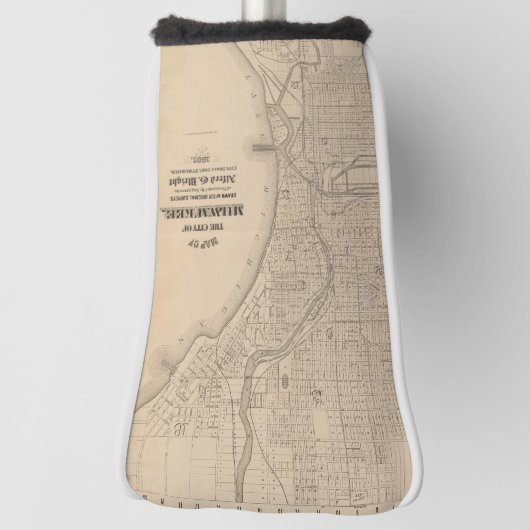 ヴィンテージミルウォーキー、ウィスコンシンの地図 ゴルフヘッドカバー (回転90)