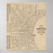 ヴィンテージミルウォーキー、ウィスコンシンの地図 ポスター (正面)