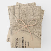 ヴィンテージミルウォーキー、ウィスコンシンの地図 ラッピングペーパーシート (インサイチュ)