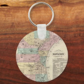 ヴィンテージミルウォーキー・ウィスコンシンの地図（1878年） キーホルダー (正面)