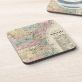 ヴィンテージミルウォーキー・ウィスコンシンの地図（1878年） コースター (左側)