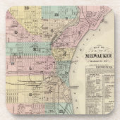 ヴィンテージミルウォーキー・ウィスコンシンの地図（1878年） コースター (正面)