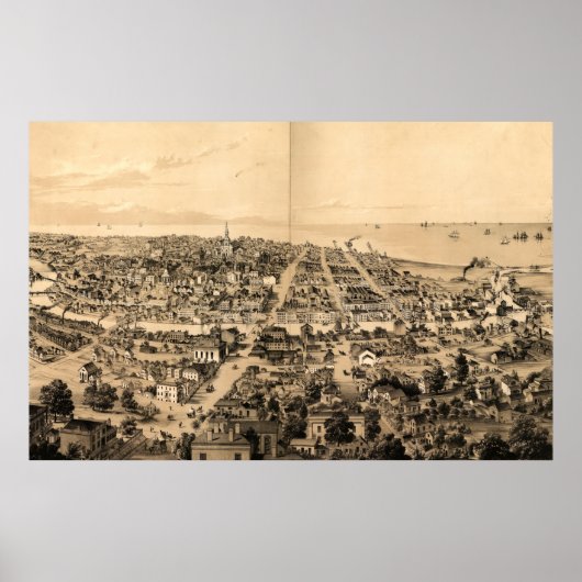 ヴィンテージミルウォーキーWIの地図(1854) ポスター (正面)