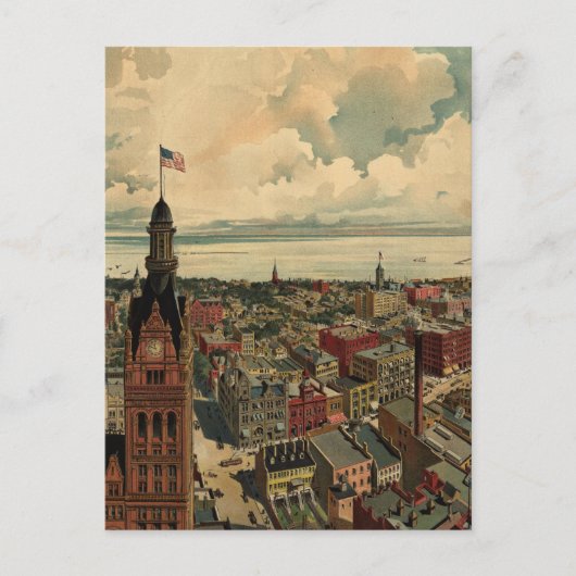 ヴィンテージミルウォーキーWIの地図(1898) ポストカード (正面)