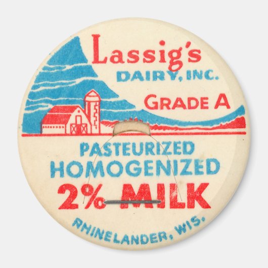 ヴィンテージミルクボトルキャップ マグネット (正面)