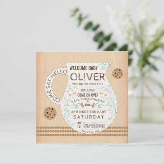 ヴィンテージミルク&クッキーベビーシャワー招待状 招待状 (スタンド正面)