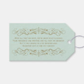 ヴィンテージミントとアンティーク金ゴールドフローリッシュ結婚ズ ギフトタグ (正面(横))