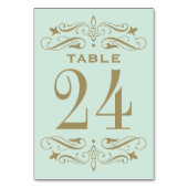 ヴィンテージミントとアンティーク金ゴールドフローリッシュ結婚ズ テーブルナンバー (裏面)