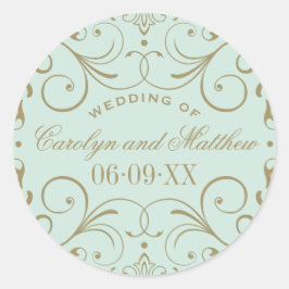 ヴィンテージミントアンティークフローリッシュ結婚ズモノグラム ラウンドシール