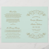 ヴィンテージミントアンティークフローリッシュ結婚式 プログラム (正面)