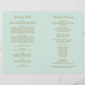 ヴィンテージミントアンティークフローリッシュ結婚式 プログラム (裏面)