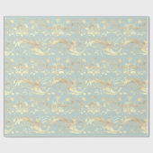 ヴィンテージミントエレガント金ゴールドダマスクパターン ラッピングペーパー (フラット)