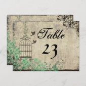 ヴィンテージミントグリーンバードケージテーブル番号 ポストカード (正面/裏面)