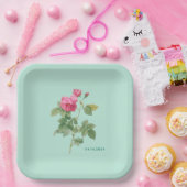 ヴィンテージミントグリーンフローラ ペーパープレート (パーティー)