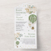 ヴィンテージミントグリーンホットエアバルーンベビーシャワー オールインワン招待状 (内側)