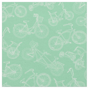 ヴィンテージミントグリーン自転車パターン ファブリック