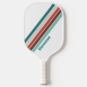 ヴィンテージミントストライプのレインボー ピックルボールラケット (正面)