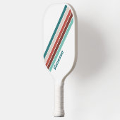 ヴィンテージミントストライプのレインボー ピックルボールラケット (左)